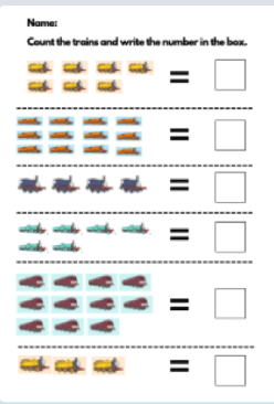Counting Trains 1-20 worksheets