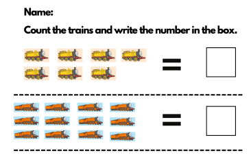 Counting Trains 1-20 worksheets