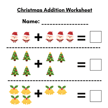 Christmas addition worksheet 1-10
