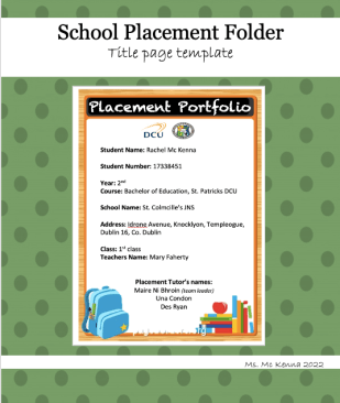 School Placement Folder - Title Page template