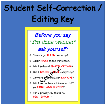 Student Self-Correction / Editing Key