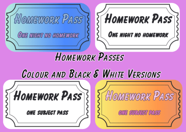 Homework Passes - Colour and Black & White Versions