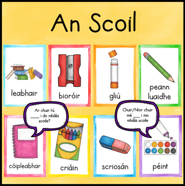 An Scoil Vocab and Comhrá Display Posters