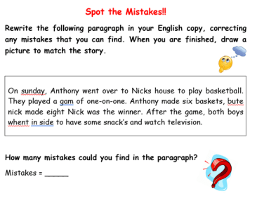 'Spot the Mistakes' Differentiated Grammar & Spelling Exercise