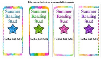 Summer Reading Star Bookmark with Finished Book Tally THUMBNAIL