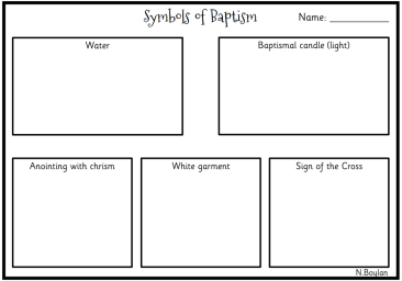 Symbols of Baptism Worksheet