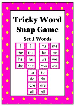 Tricky Word Snap Game Set 1