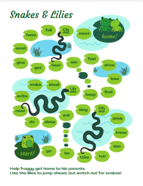 Verb game (Frog and Lilypads)