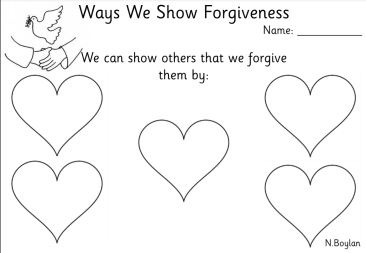 Ways we show forgiveness worksheet