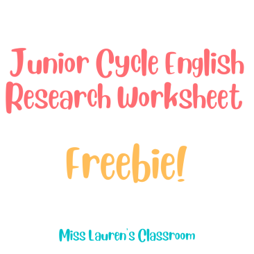 Junior Cycle English Research Worksheet with Prompts