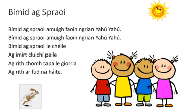 6 songs as Gaeilge on powerpoint (with images)