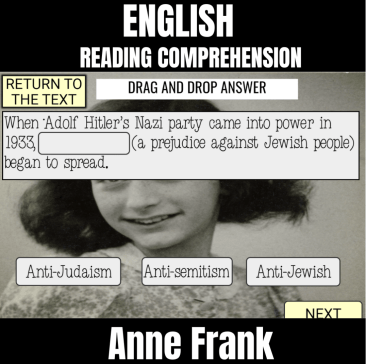 Boom Cards- Ann Frank English Reading Comprehension