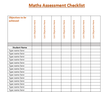 Class Assessment Checklists- Editable