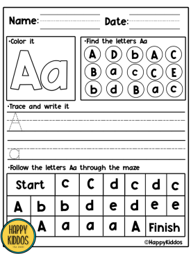 Alphabet Activities: Maze A-Z Worksheets