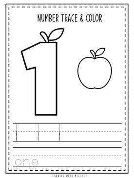 Number Trace & Color (Apple Themed)