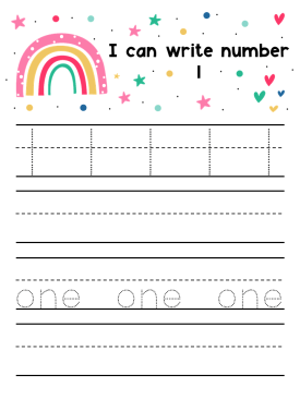 Handwriting Practice 1-10 (Rainbow)