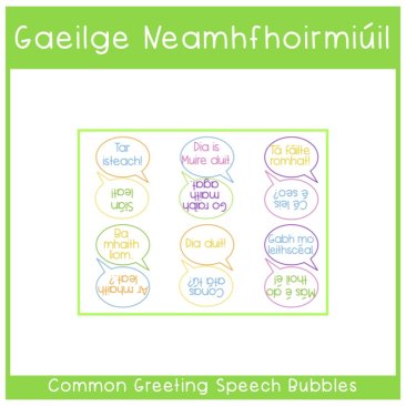 Gaeilge - Posters Ceisteanna agus Gaeilge neamhfhoirmiúil - Speech Bubble Display