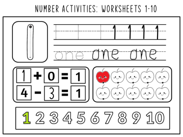 Number Activities: Worksheets 1-10 2