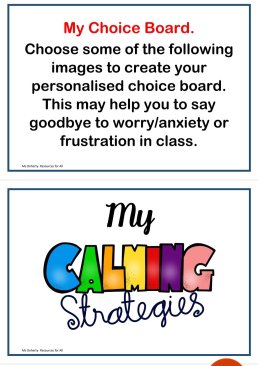 Anxiety Calm Corner and Personalised Choice Board for Self-Regulation