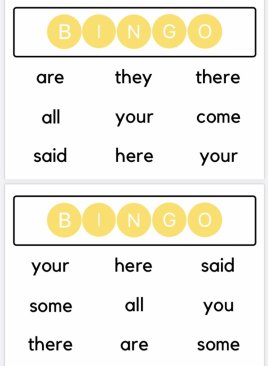Tricky Word Bingo