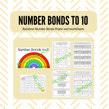 Maths - Number Bonds to 10 Rainbow and Worksheets Pack