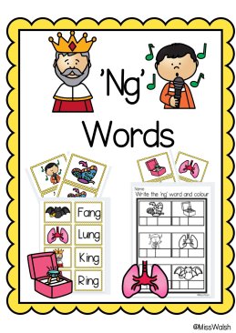 'Ng' words- flashcards/worksheet/matching activity