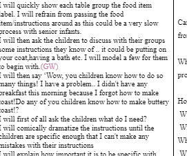 Procedural Writing plans -Infants