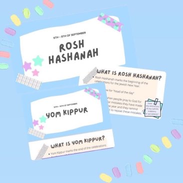 Rosh Hashanah and Yom Kippur Info PDF and Worksheets