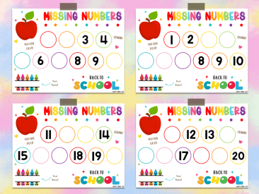 Number: Missing Numbers Back to School