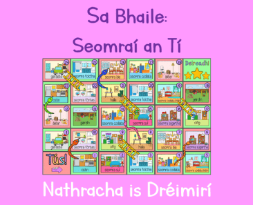 Sa Bhaile - Seomraí An Tí - Cluiche - Nathracha is Dréimirí - Snakes & Ladders