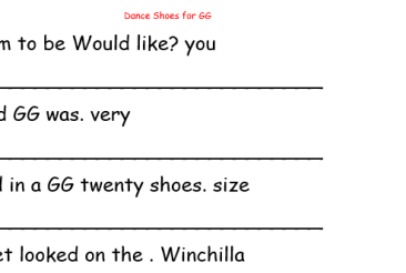 'Dance Shoes for GG' unjumble the sentence worksheets