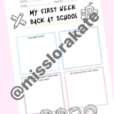 FREE! First Week Back At School Reflection Worksheet