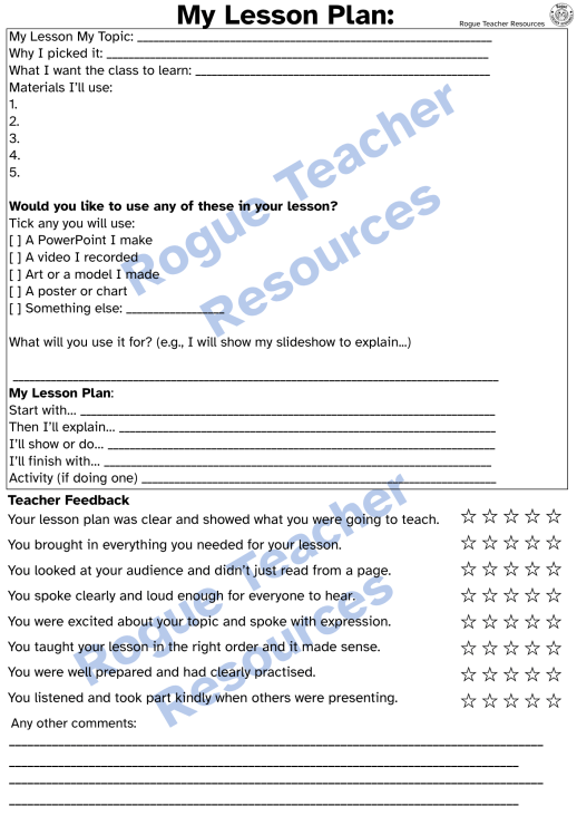 Mash > 3rd / 4th Class > Teach the Teacher Template Worksheet Student ...